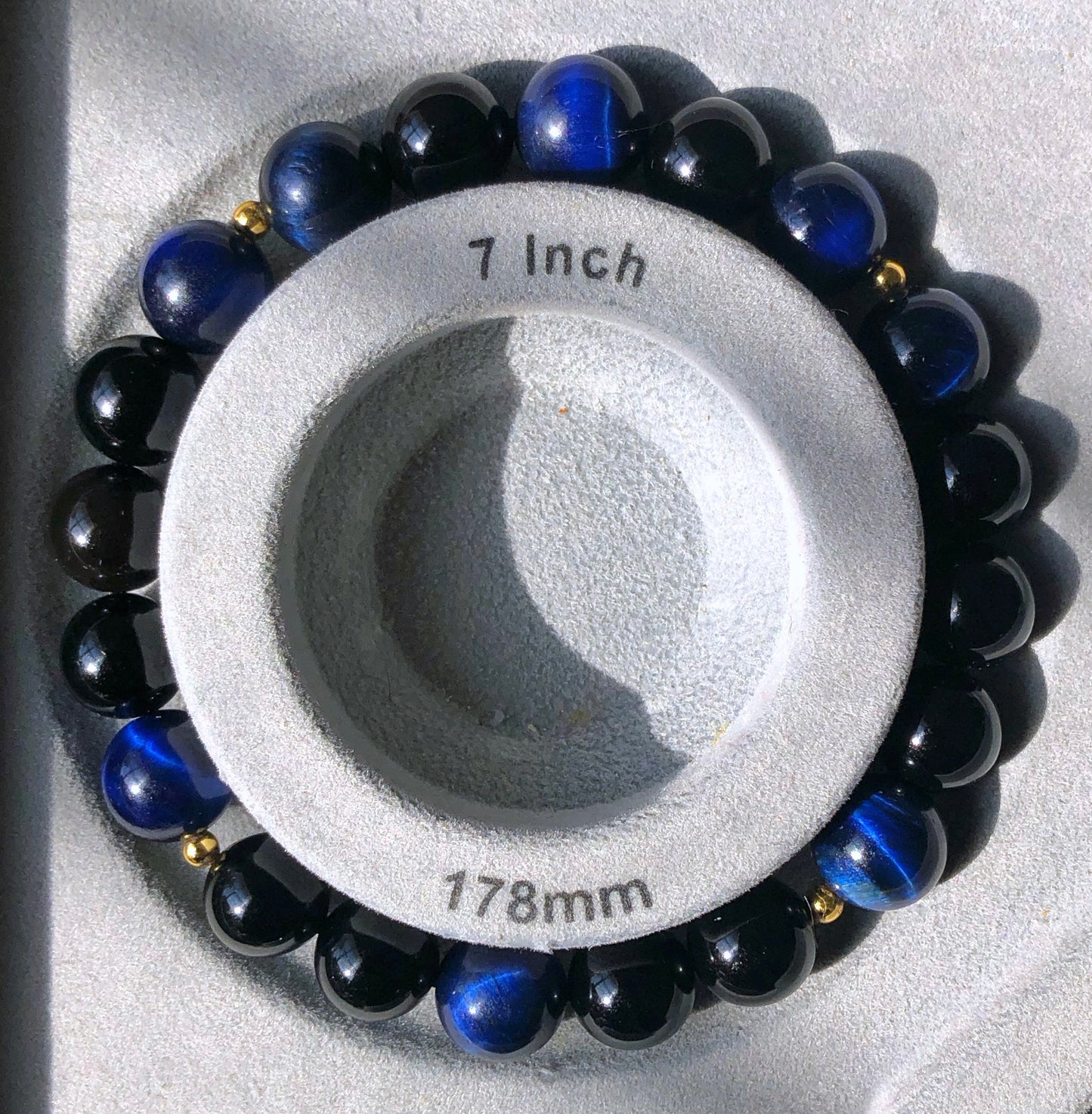 "Blue Night" - Dark Blue Tiger's Eye, and Obsidian with Gold Coated Spacers