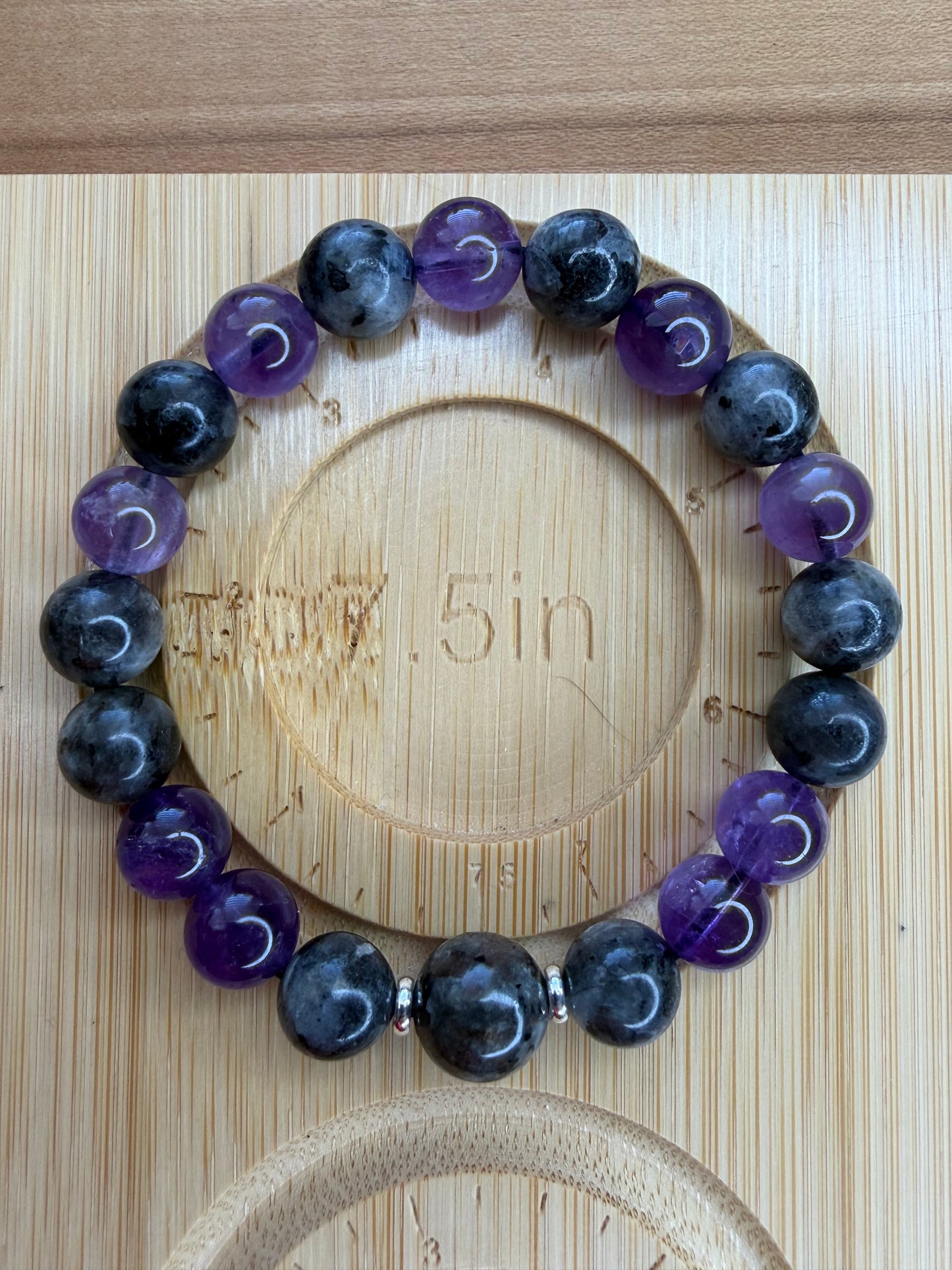 Larvikite, Amethyst, and Yooperlite Stretch Bracelet