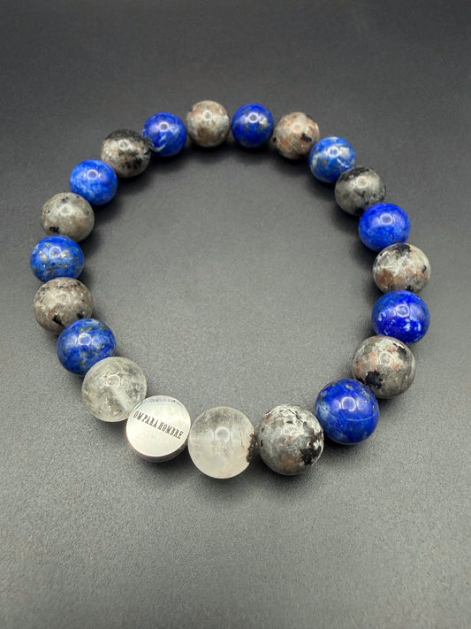 Herkimer Diamond, Yooperlite, and Lapis Lazuli Stretch Bracelet
