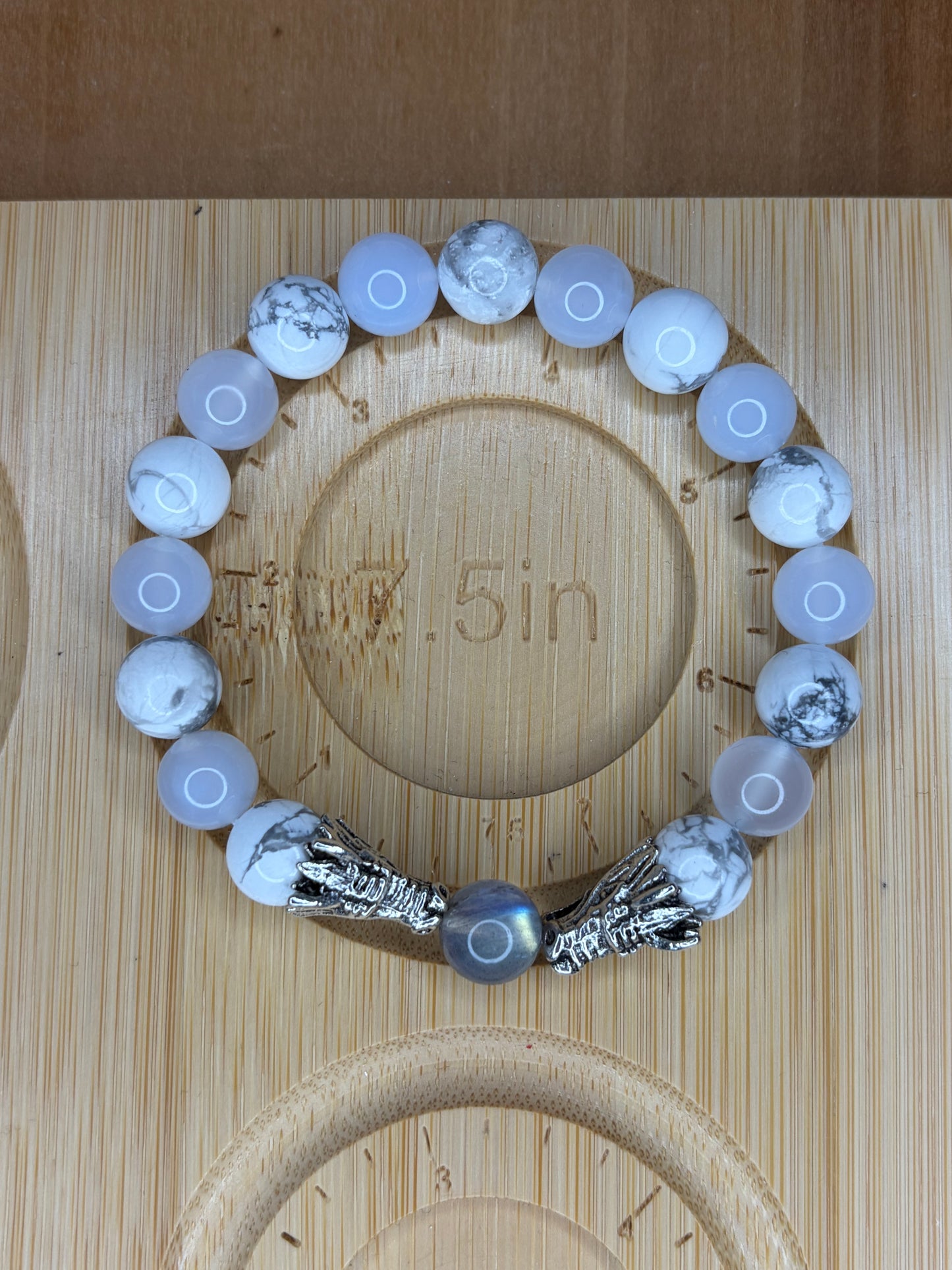 Blue Howlite Dragon Stretch Bracelet