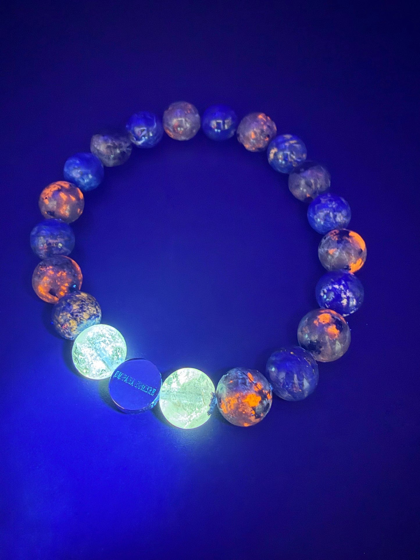 Herkimer Diamond, Yooperlite, and Lapis Lazuli Stretch Bracelet