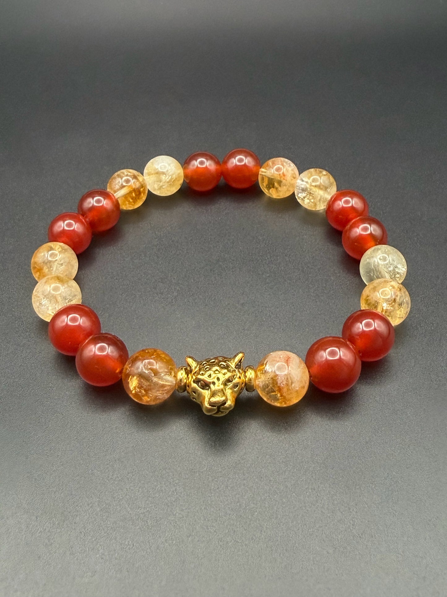 Citrine and Red Agate Stretch Bracelet