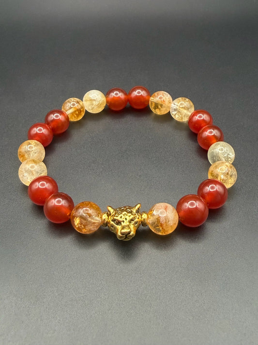 Citrine and Red Agate Stretch Bracelet