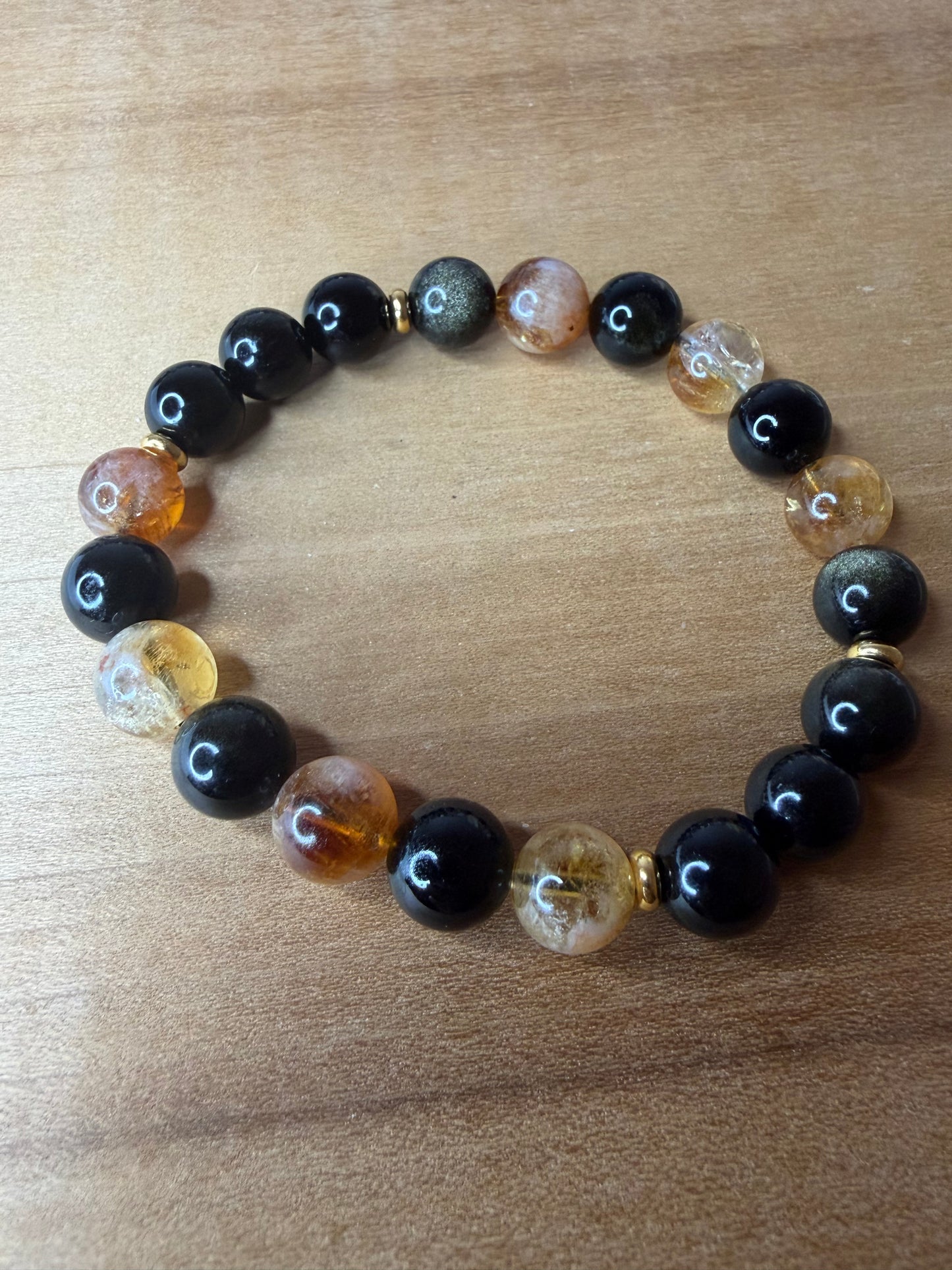 Citrine/ Gold Sheen Obsidian Stretch Bracelet