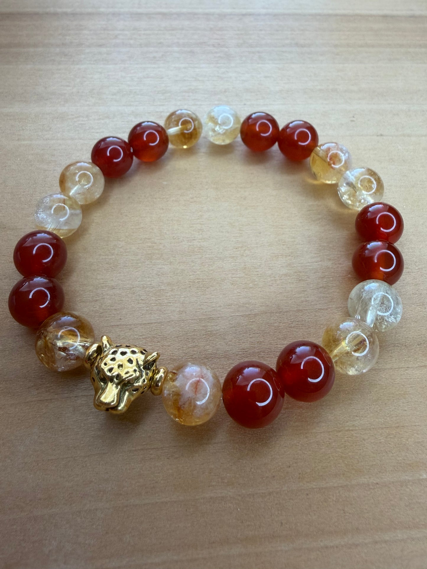 Citrine and Red Agate Stretch Bracelet