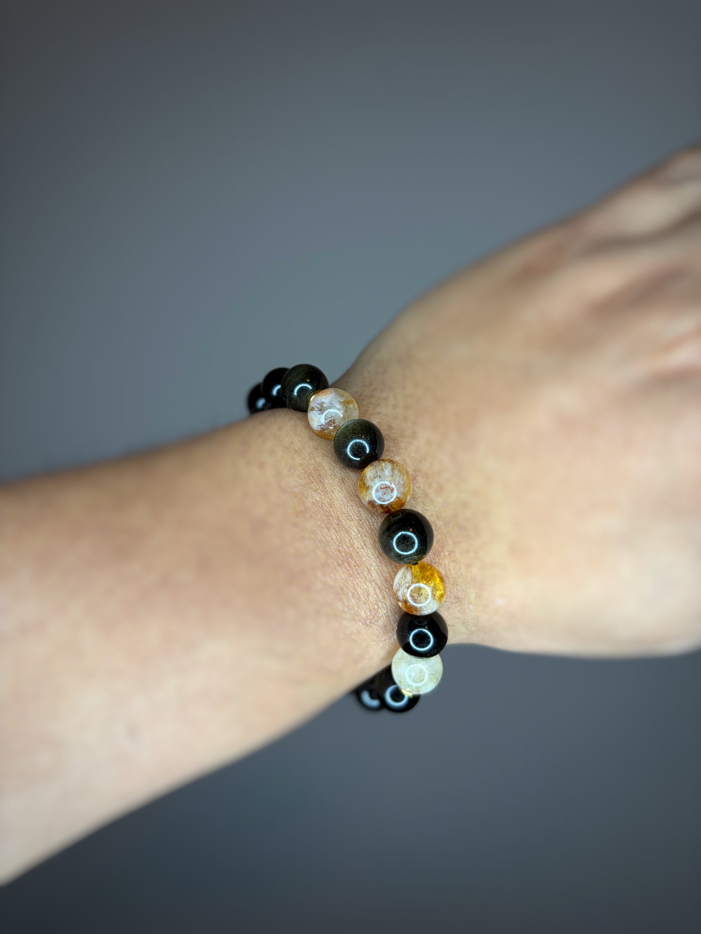 Citrine/ Gold Sheen Obsidian Stretch Bracelet