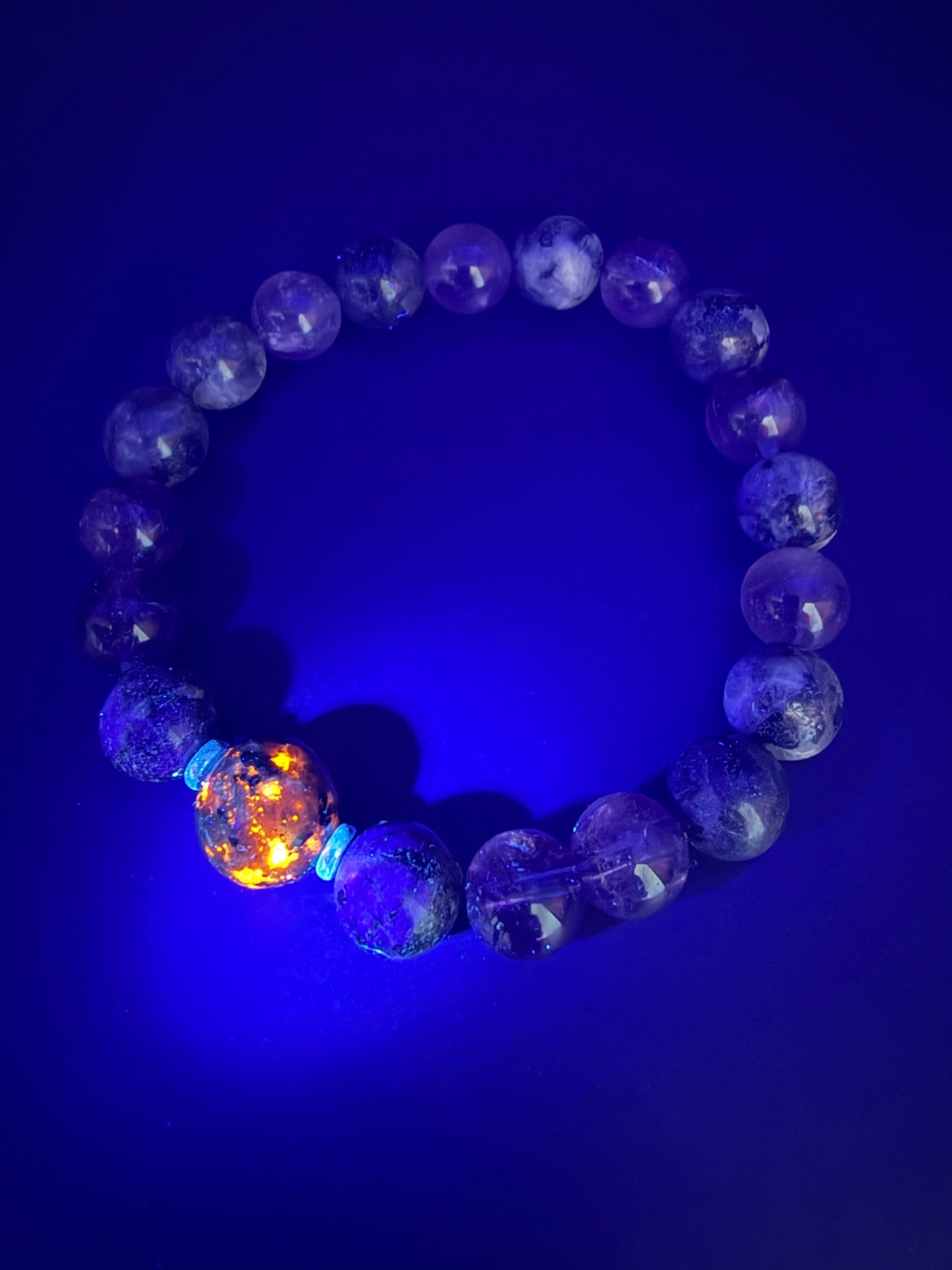 Larvikite, Amethyst, and Yooperlite Stretch Bracelet