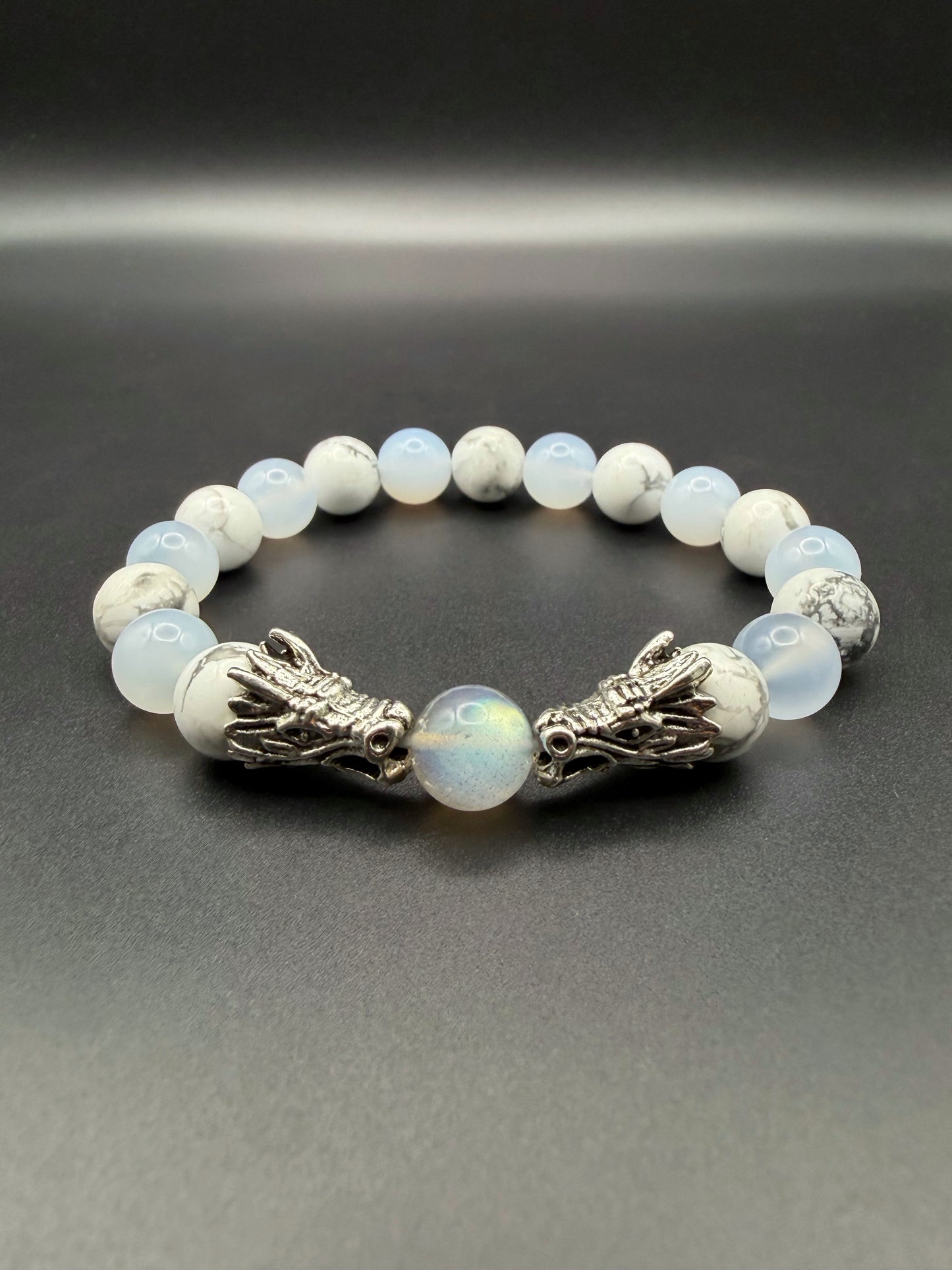 Blue Howlite Dragon Stretch Bracelet