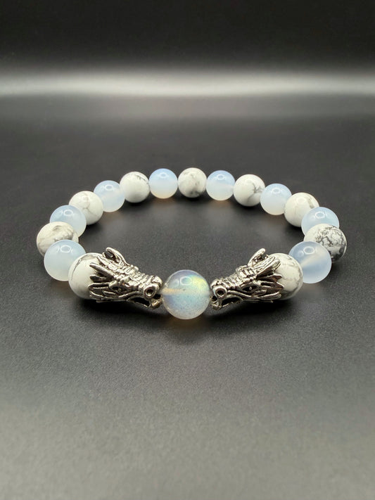 Blue Howlite Dragon Stretch Bracelet