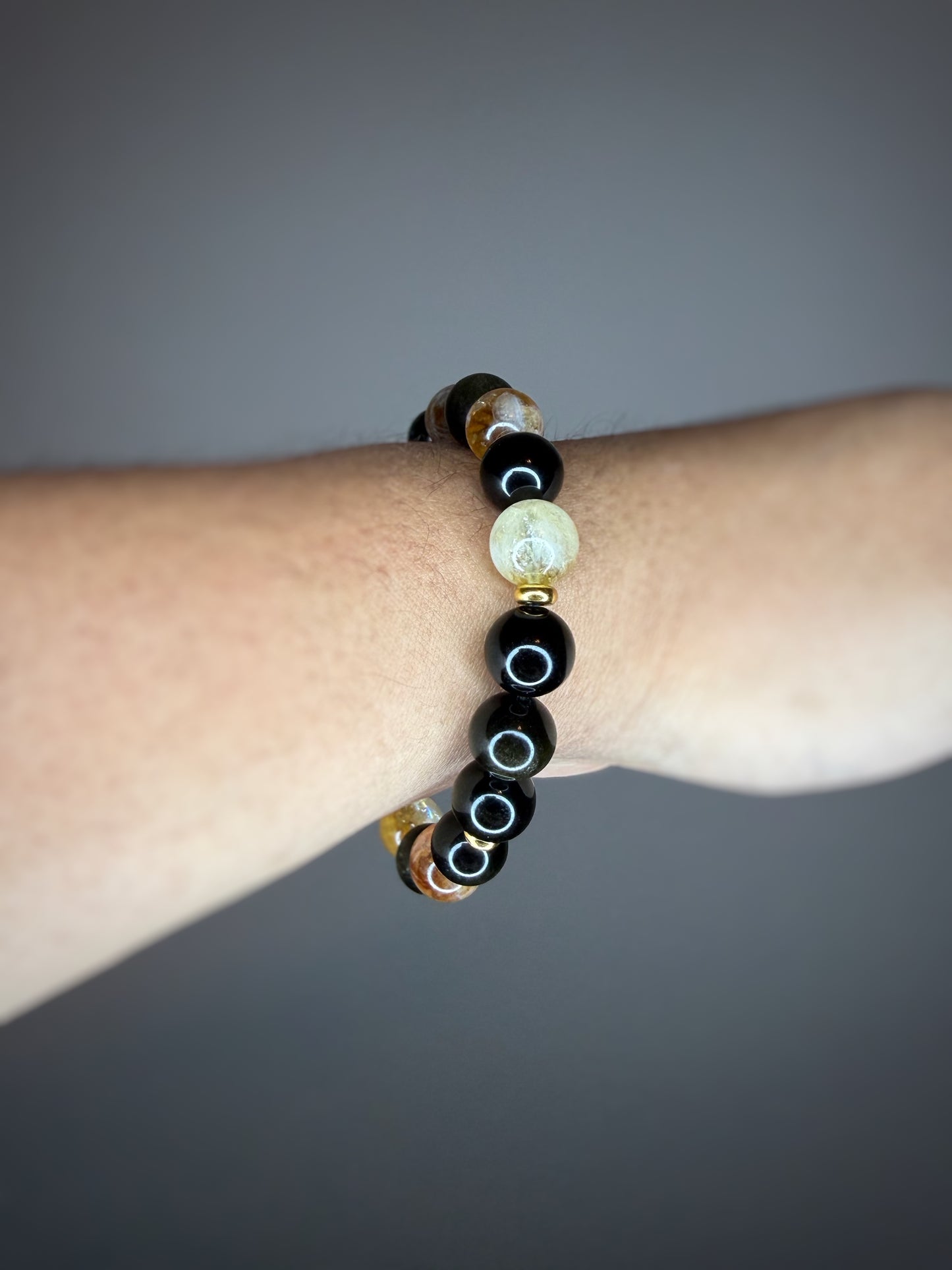 Citrine/ Gold Sheen Obsidian Stretch Bracelet