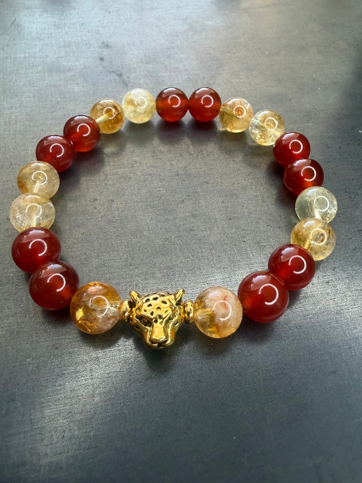 Citrine and Red Agate Stretch Bracelet