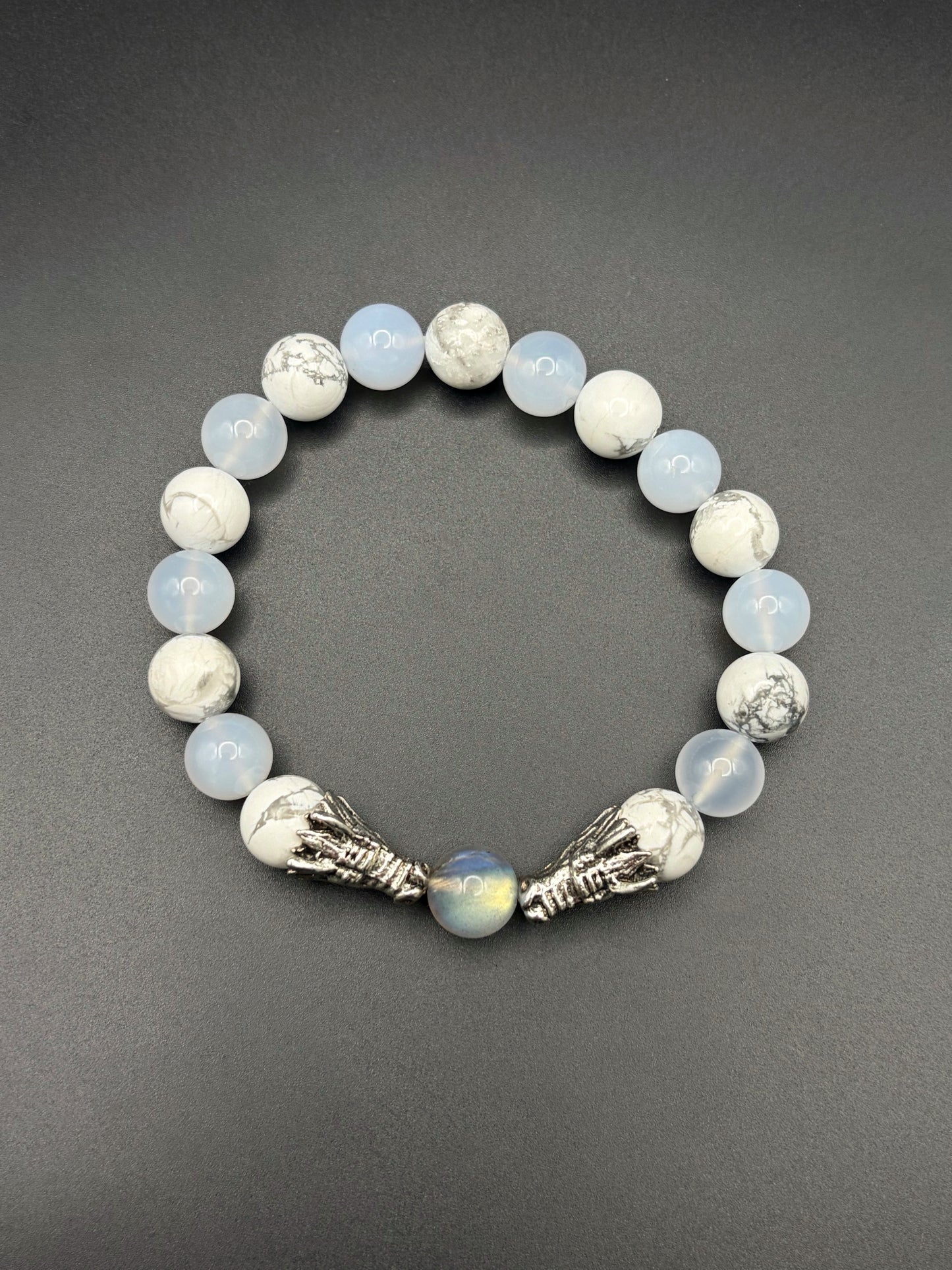 Blue Howlite Dragon Stretch Bracelet