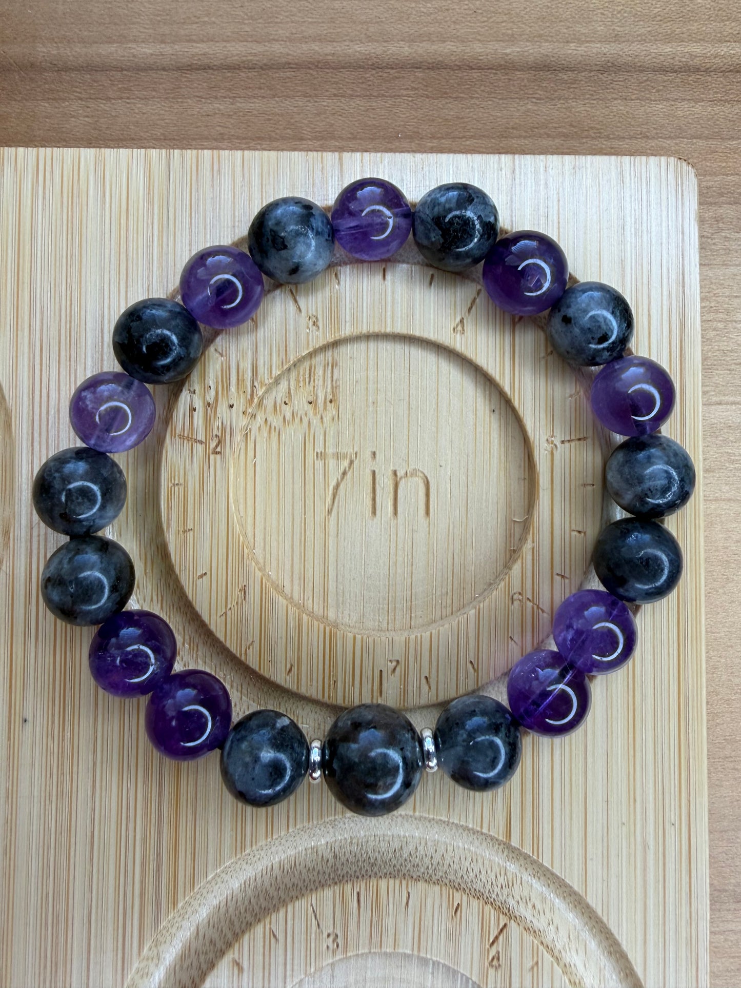 Larvikite, Amethyst, and Yooperlite Stretch Bracelet