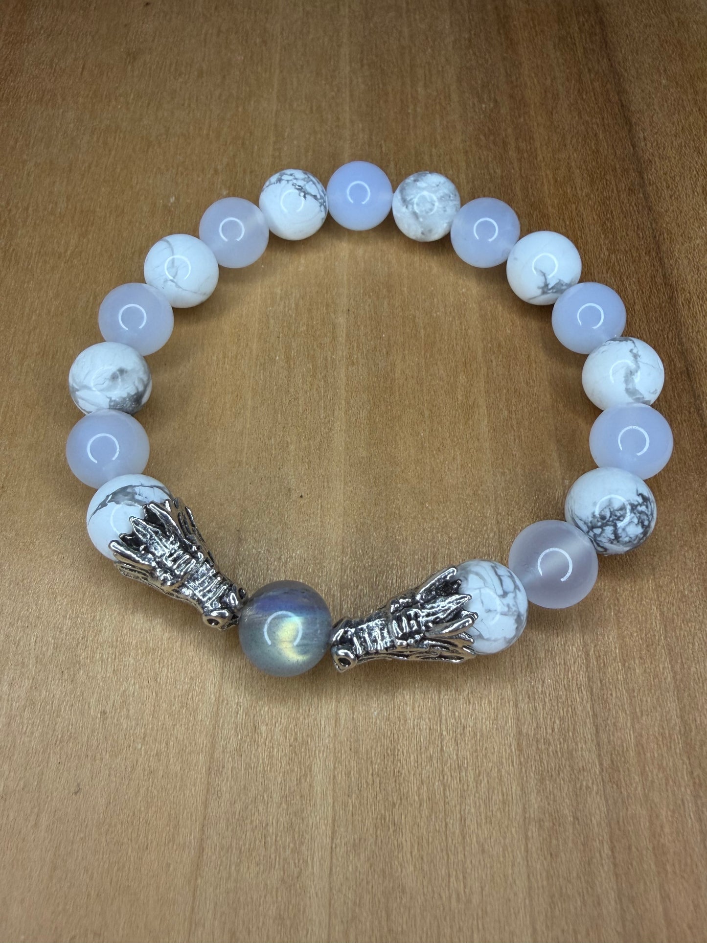 Blue Howlite Dragon Stretch Bracelet