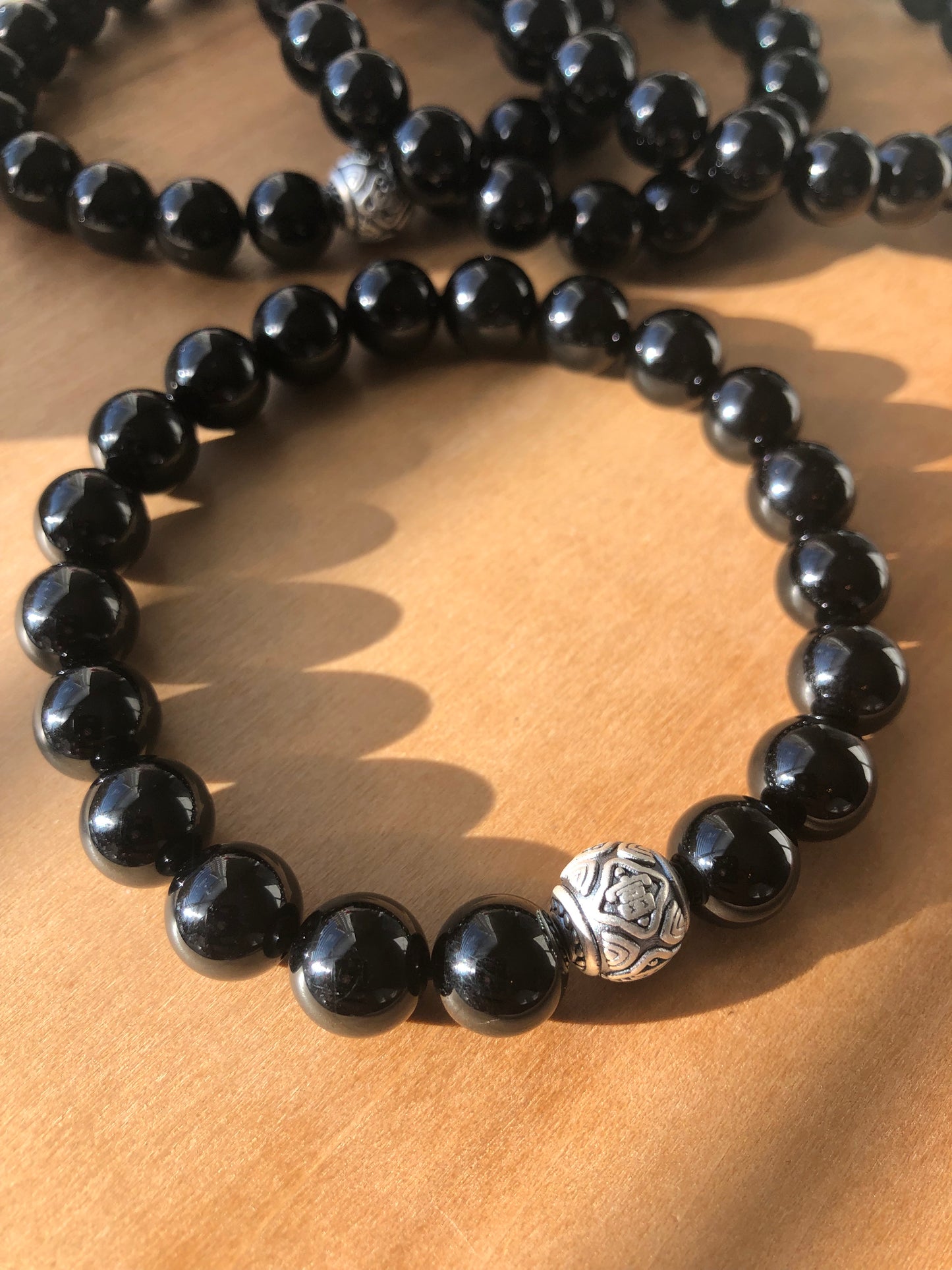 "Peace and Safety" Black Tourmaline Stretch Bracelet