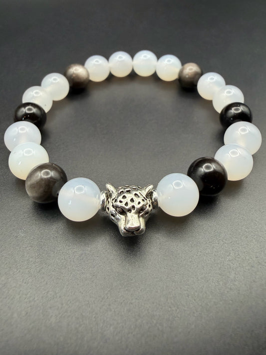 White/ Silver Jaguar Stretch Bracelet