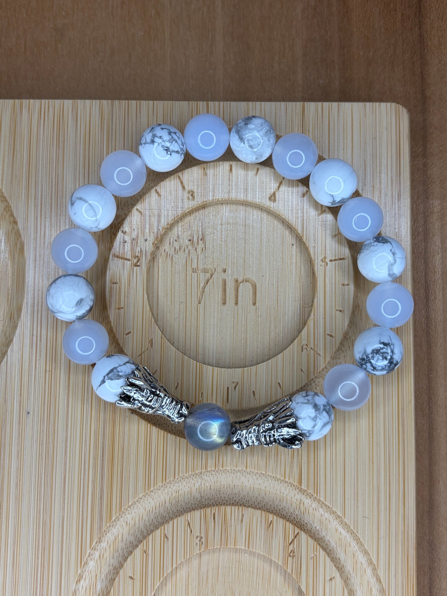Blue Howlite Dragon Stretch Bracelet