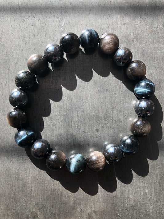 "Triple Protection" Blue/ Silver Variation Stretch Bracelet