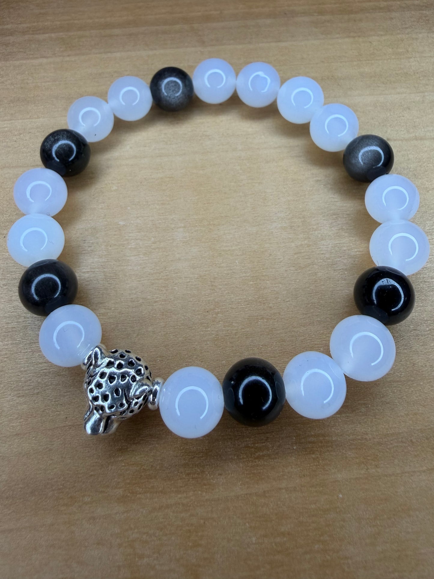 White/ Silver Jaguar Stretch Bracelet